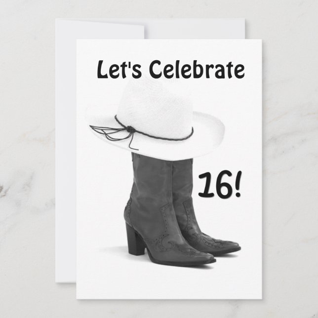 "16th BIRTHDAY PARTY" COUNTRY INVITATION (Front)