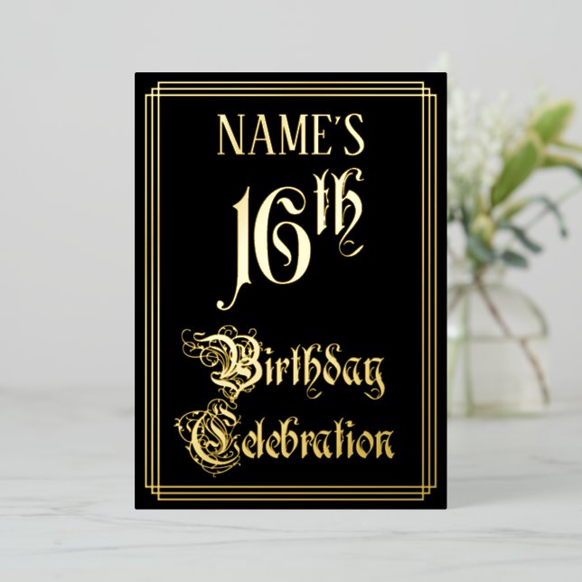 16th Birthday Party — Fancy Script & Custom Name (Standing Front)
