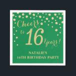16th Birthday Party Green and Gold Diamond Napkins<br><div class="desc">16th Birthday Party Invitation with Green and Gold Glitter Diamond Background. Gold Confetti. Kids Birthday. Boy or Girl Birthday. For further customisation,  please click the "Customise it" button and use our design tool to modify this template.</div>