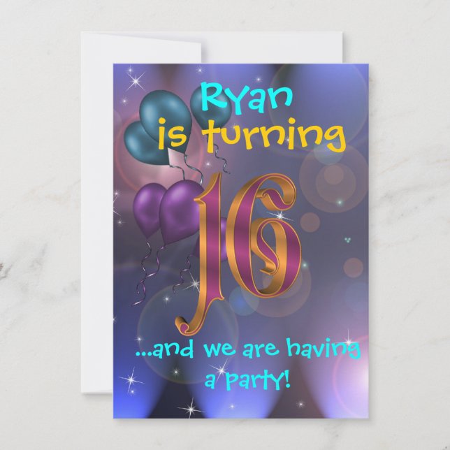 16th Birthday party invitation (Front)