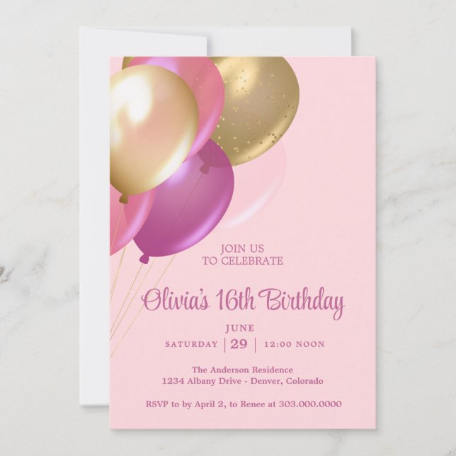 16th Birthday Party Invitation (Front)