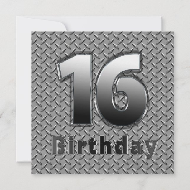 16th BIRTHDAY PARTY INVITATION - METAL (Front)