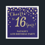 16th Birthday Party Navu Blue and Gold Diamond Napkin<br><div class="desc">16th Birthday Party Invitation with Navy Blue and Gold Glitter Diamond Background. Gold Confetti. Kids Birthday. Boy or Girl Birthday. For further customisation,  please click the "Customise it" button and use our design tool to modify this template.</div>
