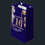 16th Birthday Party Navy Blue and Gold Balloons Small Gift Bag<br><div class="desc">16th Birthday Party Navy Blue and Gold Balloons and Confetti Gift Bag. For further customisation,  please click the "Customise it" button and use our design tool to modify this template.</div>