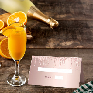 16th birthday party rose gold glitter pink sparkle place card