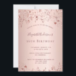 16th birthday party rose gold stars sprinkle invitation<br><div class="desc">A modern,  stylish and glamourous invitation for a girl's Sweet 16th birthday party.  A faux rose gold metallic looking background with an elegant faux rose gold twinkling stars. The name is written with a modern dark rose gold coloured hand lettered style script.  Templates for your party details.</div>