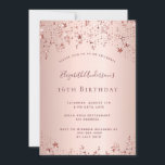16th birthday party rose gold stars sprinkle invitation<br><div class="desc">A modern,  stylish and glamourous invitation for a girl's Sweet 16th birthday party.  A faux rose gold metallic looking background with an elegant faux rose gold twinkling stars. The name is written with a modern dark rose gold coloured hand lettered style script.  Templates for your party details.</div>