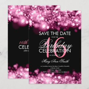 16th Birthday Party "Save The Date" Rose Gold Invitation