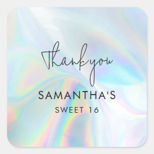16th Birthday Party Thank You Square Sticker