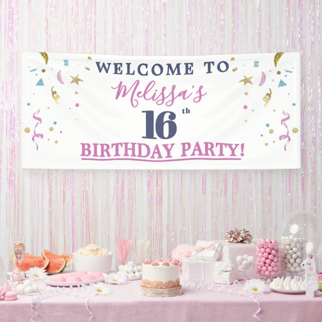 16th Birthday Party Welcome  Banner (Party)