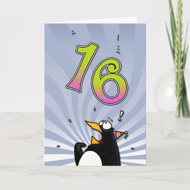 16th Birthday - Penguin Surprise Card (Front)