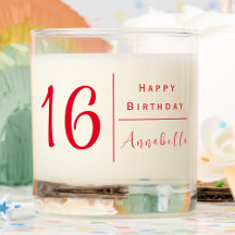 16th Birthday | Personalised Contemporary Red