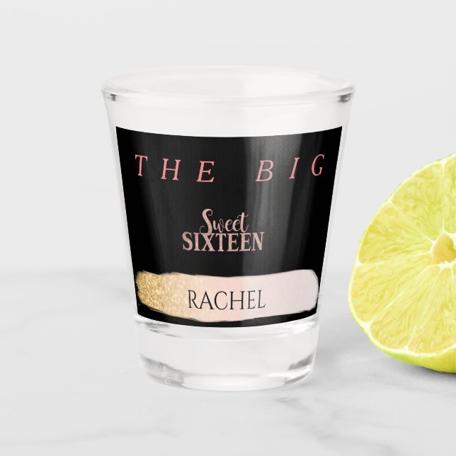 16th Birthday Personalised Shot Glass (Front)