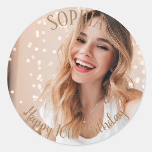 16th Birthday personalized party bag Classic Round Sticker