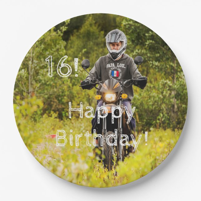 16th birthday photo boy paper plate (Front)