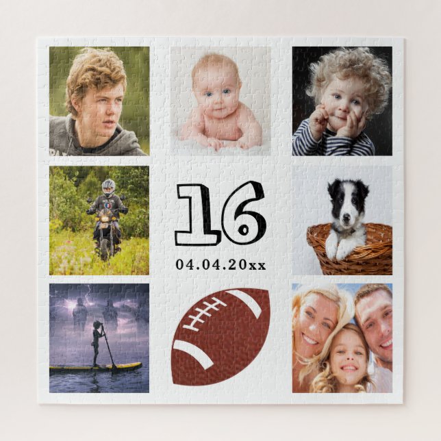16th birthday photo collage boy white jigsaw puzzle (Vertical)