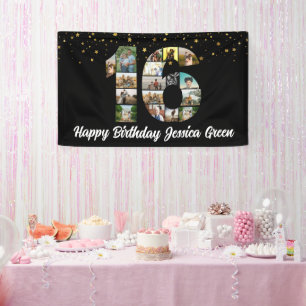 16th birthday Photo Collage happy birthday event Banner