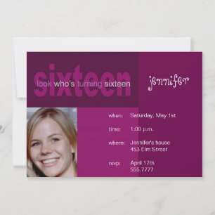 16th Birthday Photo Invitation