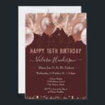 16th Birthday Pink Balloons Invitation<br><div class="desc">Faux glitter. Stylish pink party balloon template. Great for many different birthday celebrations. All text is adjustable.</div>