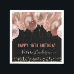 16th Birthday Pink Balloons Napkin<br><div class="desc">Faux glitter. Stylish pink party balloon template. Great for many different birthday celebrations. All text is adjustable.</div>