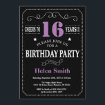 16th Birthday Purple and Black Chalkboard Invitation<br><div class="desc">16th Birthday Invitation Purple and Black Typography. Chalkboard. Black and White Background. Kids Birthday. Male Men or Women Birthday. Kids Boy or Girl Lady Teen Teenage Bday Invite. 13th 15th 16th 18th 20th 21st 30th 40th 50th 60th 70th 80th 90th 100th. Any Age. For further customisation, please click the "Customise...</div>