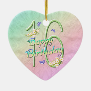16th Birthday Rainbow Keepsake Heart Ornament
