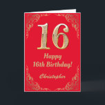 16th Birthday Red and Gold Glitter Frame Card<br><div class="desc">16th Birthday Red and Gold Glitter Frame. For further customisation,  please click the "Customise it" button and use our design tool to modify this template.</div>