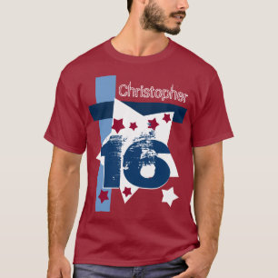 16th BIRTHDAY RED WHITE BLUE Custom Year V11BE T-Shirt
