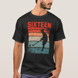 16th Birthday Retro Field Hockey 16 Years Old Boy  T-Shirt