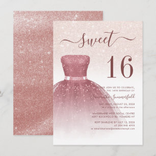 16th Birthday Rose Gold Glam Sixteen Birthday Invitation