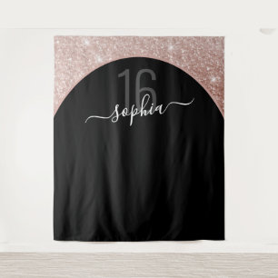 16th Birthday Rose Gold Glitter Arch Personalised Tapestry