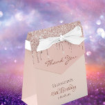 16th Birthday rose gold glitter glam thank you Favour Box<br><div class="desc">Elegant,  classic,  glamourous and girly for a Sweet 16th birthday party favours.  Rose gold ombre,  gradient background. With the text: 16th Birthday and Thank You written with a modern dark rose coloured hand lettered style script.  Template for a name and a date.</div>