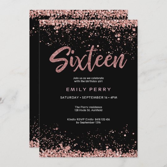 16th birthday rose gold glitter Invitation | Zazzle.com.au