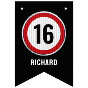 16th Birthday Speed Limit Bunting