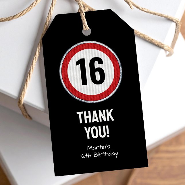 16th Birthday Speed Limit Gift Tags (Creator Uploaded)