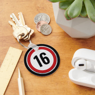 16th Birthday Speed Limit Key Ring