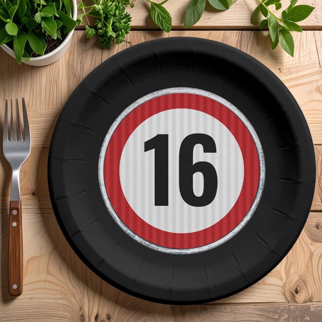 16th Birthday Speed Limit  Paper Plate (Creator Uploaded)