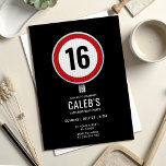 16th Birthday Speed Limit  Postcard<br><div class="desc">Modern, bold birthday party theme featuring a speed-limit road sign design. Perfect for a 16th birthday or any milestone age. Fully customisable with your event details and age. A stylish, contemporary choice for teen celebrations with a cool, grown-up feel. Please check the matching collection for COORDINATING ITEMS. Original artworks by...</div>