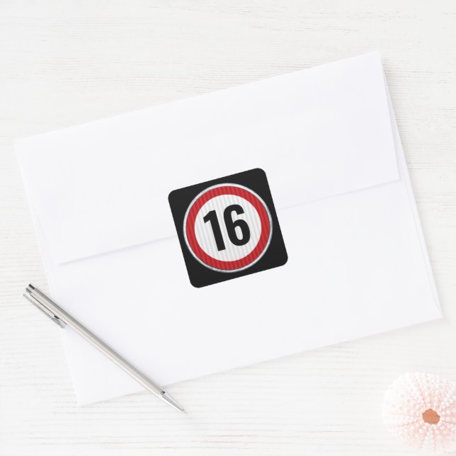 16th Birthday Speed Limit  Square Sticker (Envelope)