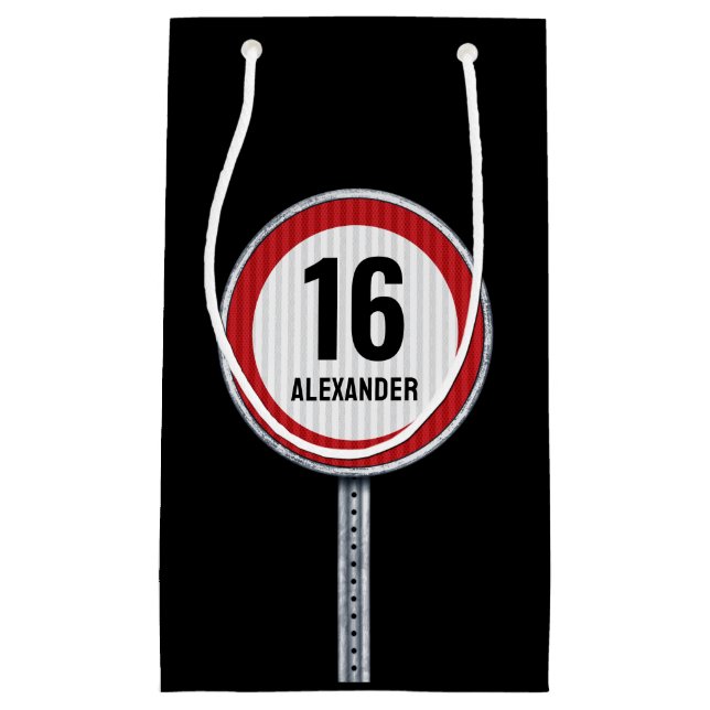16th Birthday Speed Sign Small Gift Bag (Front)