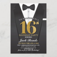 16th Birthday Spy Suit Black tie Gold Tuxedo Sweet