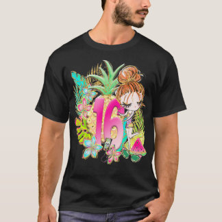16th Birthday Summer Pool Party Beach Redhead Kids T-Shirt