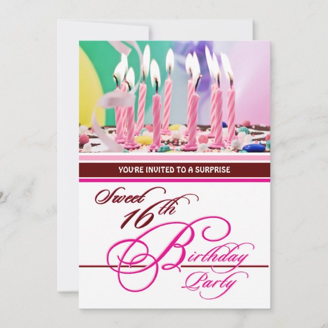 16th Birthday Surprise Party Invitations (Front)