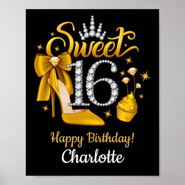 16th Birthday. Sweet 16 girl’s Poster (Front)