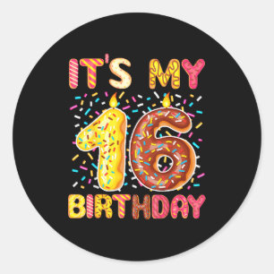 16th birthday sweet donu classic round sticker