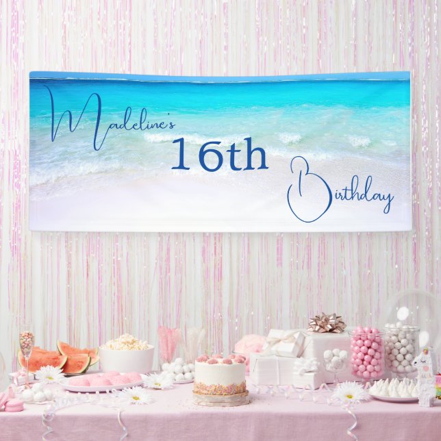 16th Birthday Sweet Sixteen Beach  Banner (Party)