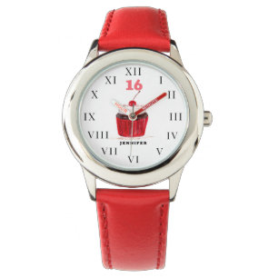 16th Birthday Sweet Sixteen Girl Pretty Red Watch