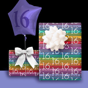 16th Birthday Sweet Sixteen Wrapping Paper Sheet