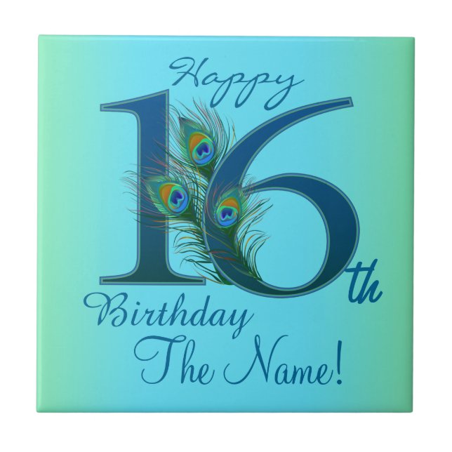 16th Birthday Template 100% personalised gift Tile (Front)