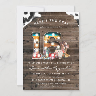 16th Birthday   Wild West Cowboy Invitation